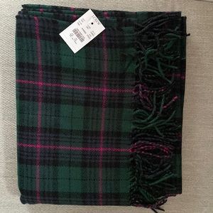 **New with tags, J.Crew, hunter green with magenta stripe plaid.